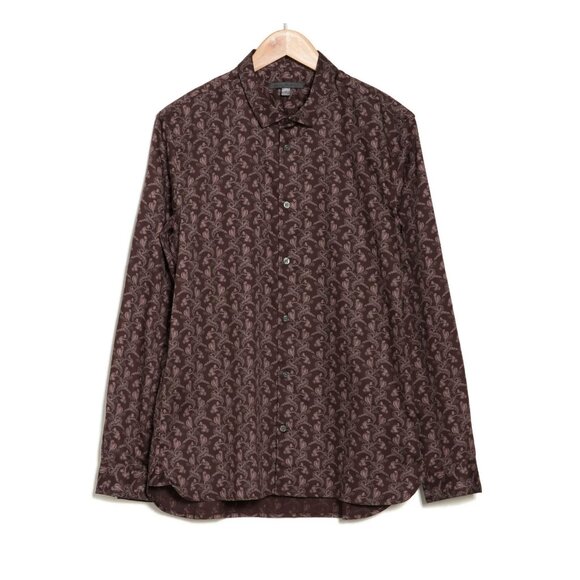 John Varvatos Collection Men's Ross Vintage Floral Print Button Front Shirt Wine - Picture 5 of 7